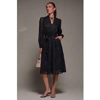 Jolie Moi Women's Tie Neck Chiffon Midi Dress in Black | Size: 8