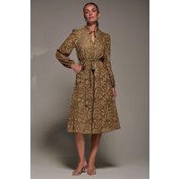 Jolie Moi Women's Tie Neck Chiffon Midi Dress in Brown | Size: 10