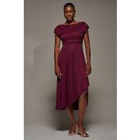 Jolie Moi Women's Draped Jersey Cowl Neck Midi Dress in Burgundy | Size: 12