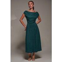 Jolie Moi Women's Asymmetric Neckline Midaxi Dress in Dark Green | Size: 10