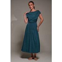 Jolie Moi Women's Asymmetric Neckline Midaxi Dress in Teal | Size: 16