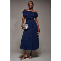 Jolie Moi Women's Asymmetric Neckline Midaxi Dress in Navy | Size: 12