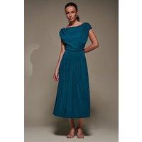 Jolie Moi Women's Asymmetric Neckline Midaxi Dress in Blue | Size: 18