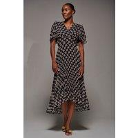 Jolie Moi Women's Angel Sleeve Pleated Chiffon Midaxi Dress in Black | Size: 12