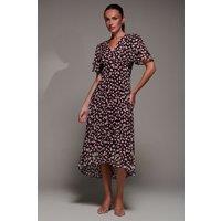 Jolie Moi Women's Angel Sleeve Pleated Chiffon Midaxi Dress in Purple | Size: 10