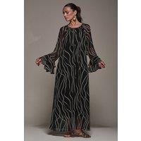 Jolie Moi Women's Chiffon Long Sleeve Shift Maxi Dress | Size: 8