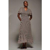 Jolie Moi Women's Chiffon Ruffle Sleeve Pleated Maxi Dress | Size: 10