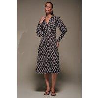 Jolie Moi Women's Puff Long Sleeve Jersey Midi Dress in Brown | Size: 16