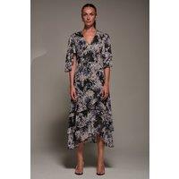 Jolie Moi Women's Frill Trim Mesh Maxi Dress in Black | Size: 8