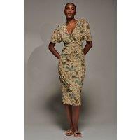 Jolie Moi Women's Angel Sleeve Mesh Bodycon Dress in Green | Size: 10