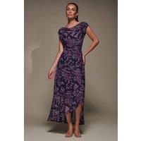 Jolie Moi Women's Asymmetric Draped Mesh Maxi Dress | Size: 18