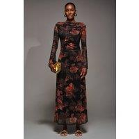 Jolie Moi Women's Long Sleeve Slash Neck Maxi Dress in Jet Black | Size: 8