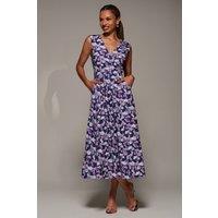 Jolie Moi Women's V-Neck Fit & Flare Scuba Midaxi Dress in Purple | Size: 8