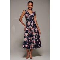 Jolie Moi Women's V-Neck Fit & Flare Scuba Midaxi Dress in Black | Size: 10