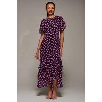 Jolie Moi Women's Ruffle Detail Chiffon Midaxi Dress | Size: 14