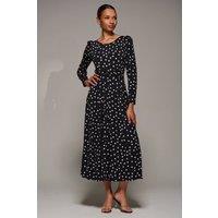 Jolie Moi Women's Puff Long Sleeve Jersey Maxi Dress in True Black | Size: 20