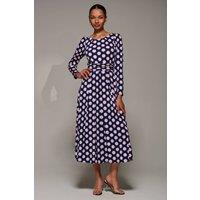 Jolie Moi Women's Puff Long Sleeve Jersey Maxi Dress in Dark Navy | Size: 12