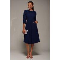 Jolie Moi Women's Roll Neck Fit & Flare Midi Dress in Navy | Size: 18