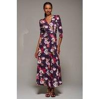 Jolie Moi Women's Jersey Fit & Flare Maxi Dress in Purple | Size: 18