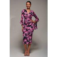 Jolie Moi Women's Ruffle Sleeve Ruched Mesh Bodycon Dress | Size: 10