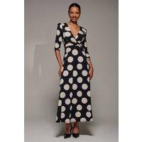 Jolie Moi Women's Jersey Ruched Waist Fit & Flare Maxi Dress in Black | Size: 16