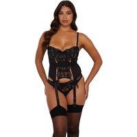 Playful Promises Women's Lillian Black Floral Embroidery 'Basque' | Size: 36E