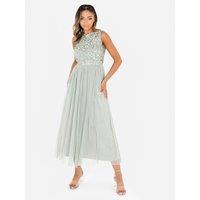 Maya Deluxe Women's Embellished Midaxi Dress in Mint | Size: 26