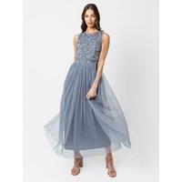 Maya Deluxe Women's Embellished Midaxi Dress in Blue | Size: 26