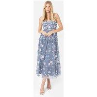 Maya Deluxe Women's Floral Embellished Cami Midi Dress in Blue | Size: 14