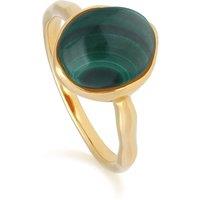 Gemondo Women's Irregular B Gem Malachite Ring in Yellow Gold Plated Sterling Silver in Green | Size: N