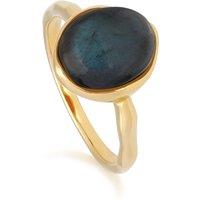Gemondo Women's Irregular B Gem Labradorite Ring in Yellow Gold Plated Sterling Silver in Blue | Size: Large
