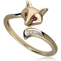 Gemondo Women's Gardenia Ruby Fox Ring In 9ct Yellow Gold in Red | Size: Medium