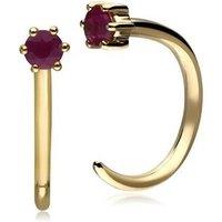 Gemondo Women's Red Ruby 9ct Yellow Gold Pull Through Hoop Earrings One Size