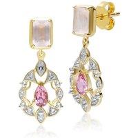 Gemondo Women's Pink Rose Quartz, Tourmaline & Topaz Sterling Silver ECFEW Collection Drop Earrings One Size