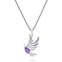 Gemondo Women's ECFEW Creator Amethyst Dove Pendant Necklace in Sterling Silver in Purple | Size: 18 inches
