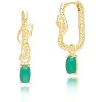 Gemondo Women's ECFEW Chalcedony Snake Dangle Hoop Earrings in Gold Plated Sterling Silver in Green