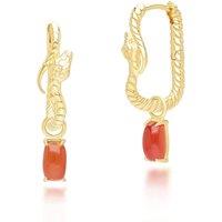 Gemondo Women's ECFEW Carnelian Snake Dangle Hoop Earrings in Gold Plated Sterling Silver in Orange
