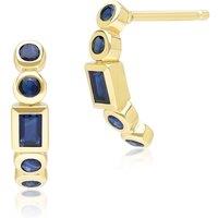 Gemondo Women's Classic Sapphire Half Eternity Hoop Earrings in 9ct Yellow Gold in Blue