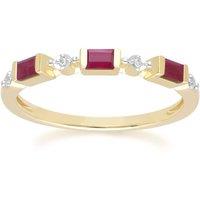 Gemondo Women's Classic Baguette Ruby & Diamond Eternity Ring in 9ct Yellow Gold in Red | Size: N