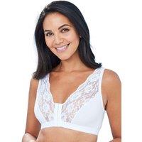 Eden House Women's Pack of 5 Bra Cotton Lace Front Fastening Magic Bra in White | Size: 12