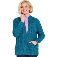 Amber Women's Borg Fleece Lined Zip Cardigan in Teal | Size: 20-22