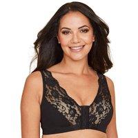 Eden House Women's Pack of 5 Bra Cotton Lace Front Fastening Magic Bra in Black | Size: 14