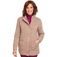 Chums Women's Fleece Lined Front Pocket Zip Cardigan in Natural | Size: 24-26
