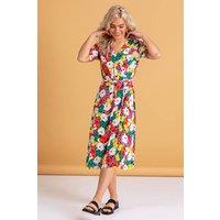 Dusk Women's Bold Floral Midi Wrap Dress | Size: 6