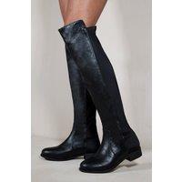 Where's That From Women's 'Diem' Over Тhe Knee Pull On Boots with Low Heel in Black | Size: 4