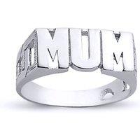 Jewelco London Women's Rhodium Plated Silver MUM Signet ID Ring 8mm | Size: P