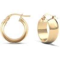 Jewelco London Women's 9ct Gold D-Shape Wedding Band Style 6mm Hoop Earrings 15mm