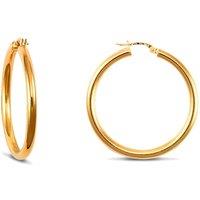 Jewelco London Women's 9ct Gold Polished 3mm Hoop Earrings 35mm