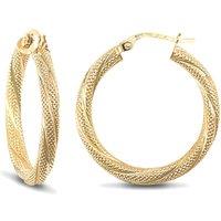 Jewelco London Women's 9ct Gold Snake Skin Twisted 3mm Hoop Earrings 25mm