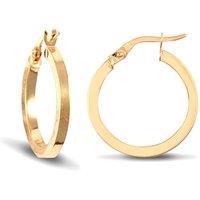 Jewelco London Women's 9ct Gold Square Tube 2mm Hoop Earrings 20mm
